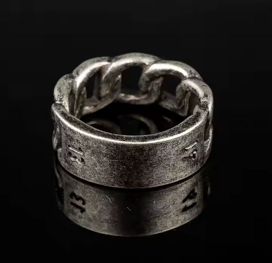 Custom Black Vintage Stainless Steel Mens Finger Ring Chain Cuban Link Rings