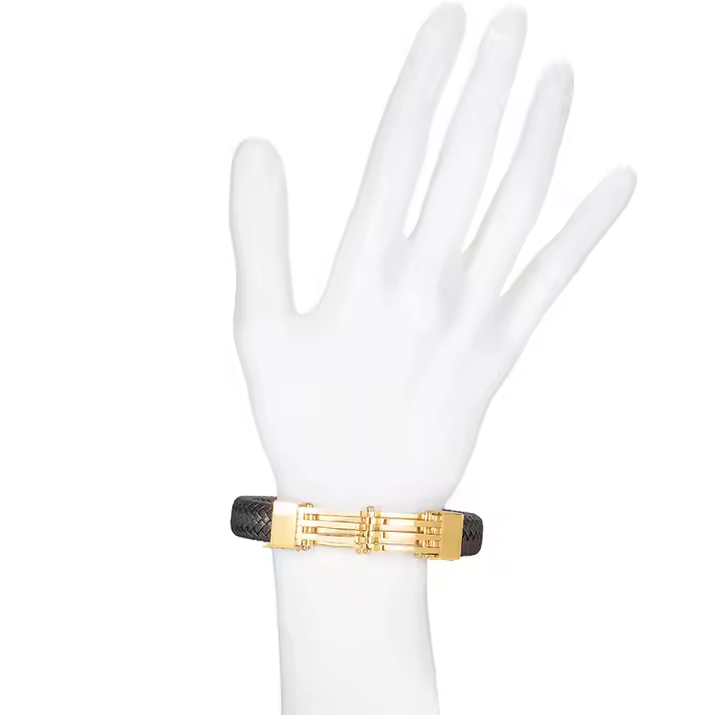 Custom Wholesale Gold Plated Fashion Jewelry Braided Genuine Leather Bracelet for Men