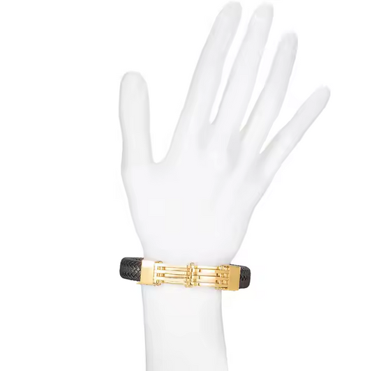 Custom Wholesale Gold Plated Fashion Jewelry Braided Genuine Leather Bracelet for Men
