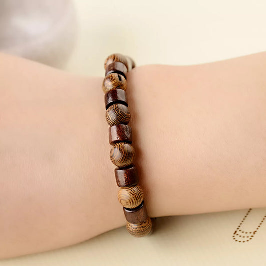 Lucky handmade wooden bead bracelet
